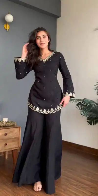 WW 1247 Black Roman Silk Salwar Suit with Embroidery Work & Sequins Work. Now at just ₹1899. Delivery 4-6 Working Days. Shop now. | Jump Suits, Salwar suit, Casual Suits, Creative suits, Designer Suits, Palazzo Suits, Party Wear Suits, Patiala Suits, Straight Suits