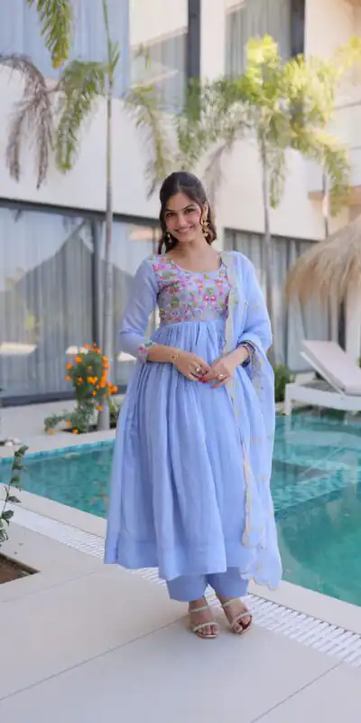 KA 1239 Lavender Roman Silk Gown Perfect for Wedding, Party, Reception, Karwa Chauth, Baby Shower β . Now at just βΉ2599. Delivery 4-6 Working Days. Shop | Gowns, Bollywood Gowns, Creative Gowns, Designer Gowns, Embroidered Gowns, Party Wear Gowns, Casual Suits