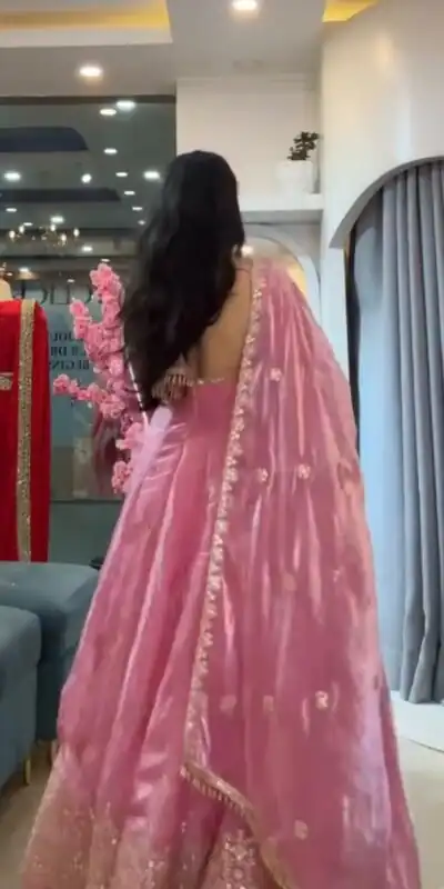 KD 1633 Pink | Pink Fendy Silk Gown with Sequins Work & Thread Embroidery. Now at just βΉ2499. Delivery 4-6 Working Days. Shop now. | Gowns, Bollywood Gowns, Creative Gowns, Designer Gowns, Embroidered Gowns, Party Wear Gowns
