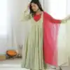 ZF 5023 Pista Roman Silk Gown with Mirror Work & Embroidery Work. Special Price ₹2099. Delivery 4-6 Working Days. Shop now. | Gowns, Bollywood Gowns, Creative Gowns, Designer Gowns, Embroidered Gowns, Party Wear Gowns