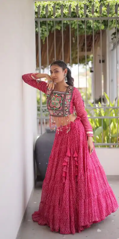 KA 5080 Pink| Faux Georgette Lehenga Choli with Embroidery Work & Lace Work. Special Price ₹2499. Delivery 4-6 Working Days. Shop now. | Lehenga, Bollywood Lehenga, Creative Lehenga, Designer Lehenga, Embroidered Lehenga, Party Wear Lehenga