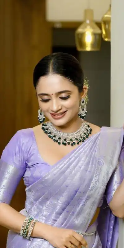 KPR 259 Lavender Soft Lichi Silk Saree with Lace Work & Lace Border. Introductory Price ₹1349. Delivery 4-6 Working Days. Shop now. | Sarees, Bollywood Sarees, Creative Sarees, Designer Sarees, Embroidered Sarees, Ethnic Saree, Modern Digital sarees, Party Wear Sarees