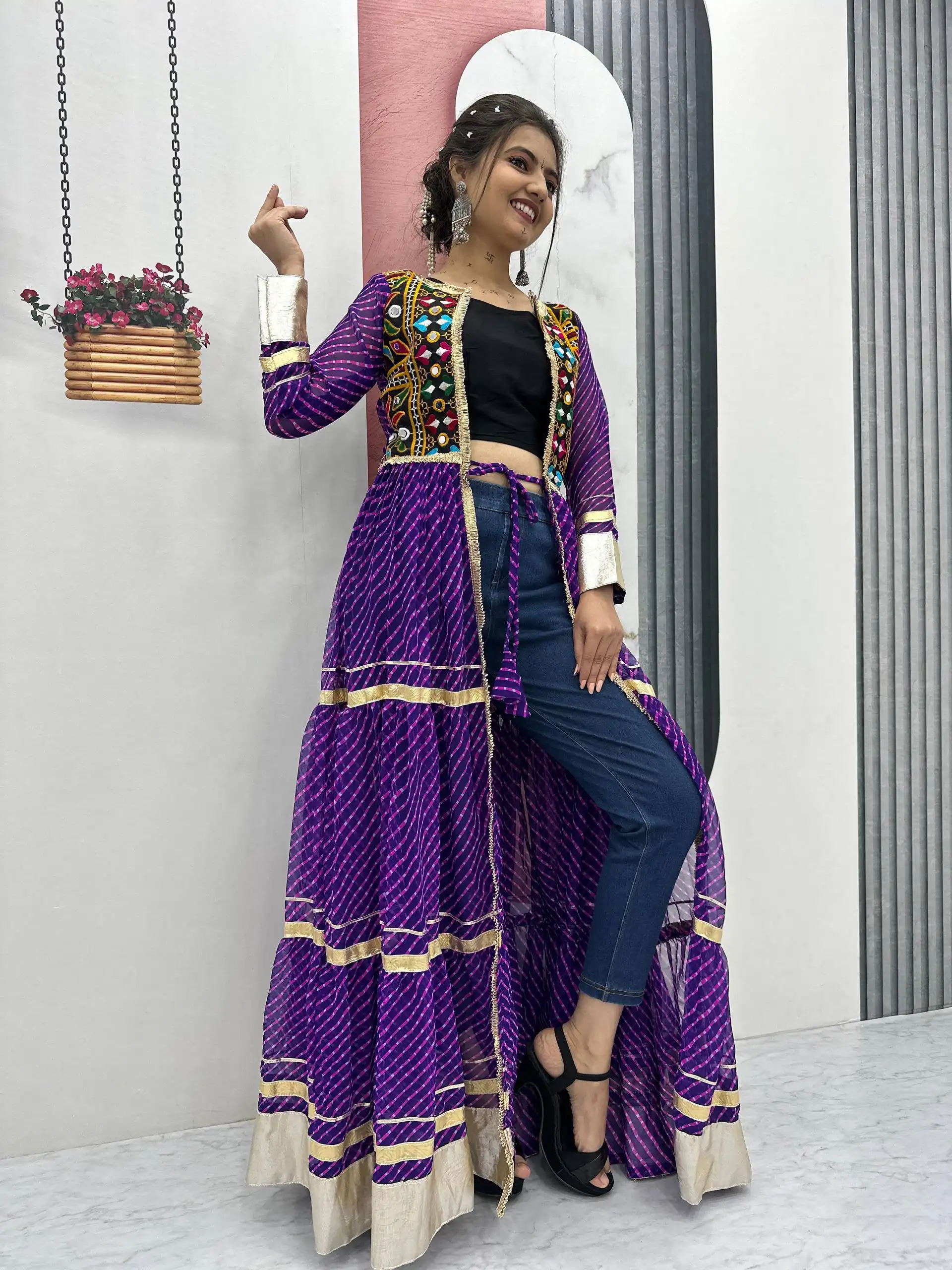 PC N48 Purple | Fox Georgette Kurti with Lace Work & Mirror Work. Affordable Price ₹2149. Delivery 4-6 Working Days. Shop now. | Kurti, Bollywood Kurti, Creative Kurtis, Designer Kurti, Party Wear Kurti, Selfie Kurti