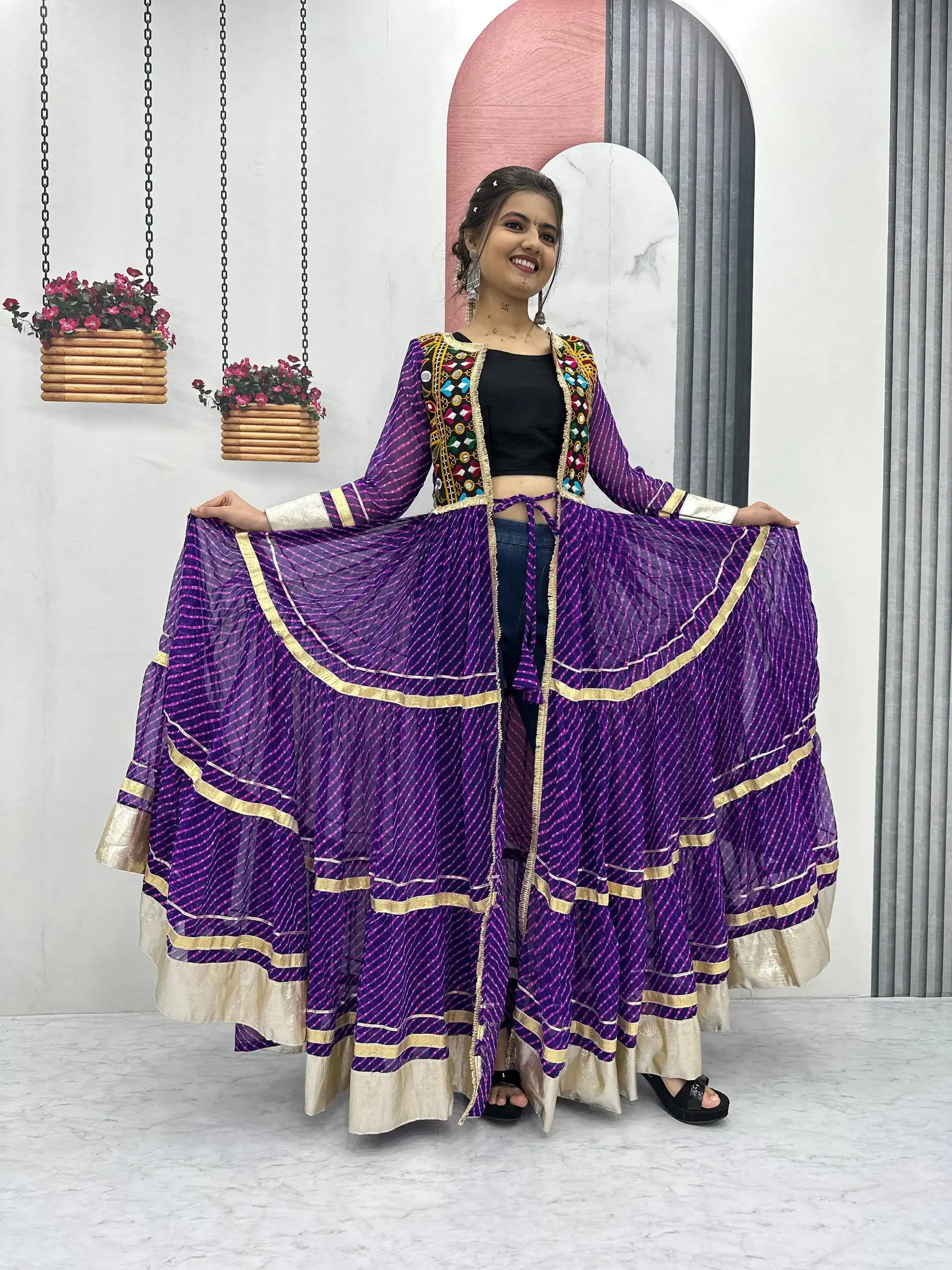 PC N48 Purple | Fox Georgette Kurti with Lace Work & Mirror Work. Affordable Price ₹2149. Delivery 4-6 Working Days. Shop now. | Kurti, Bollywood Kurti, Creative Kurtis, Designer Kurti, Party Wear Kurti, Selfie Kurti