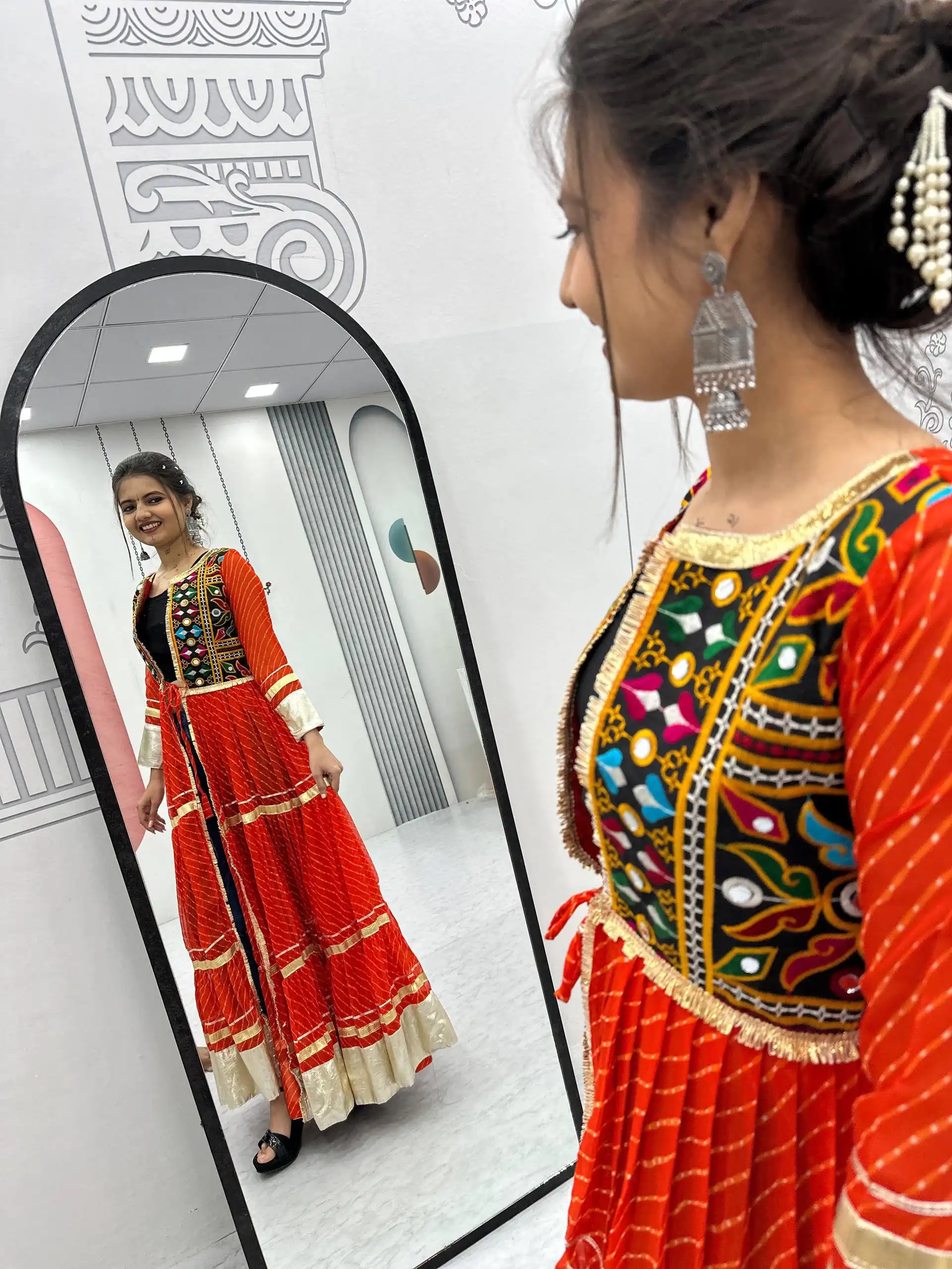 PC N48 Red | Fox Georgette Kurti with Lace Work & Mirror Work. Affordable Price ₹2149. Delivery 4-6 Working Days. Shop now. | Kurti, Bollywood Kurti, Creative Kurtis, Designer Kurti, Party Wear Kurti, Selfie Kurti