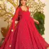 KD 1637 Red in Colour Faux Georgette Bandhani Print Work Gown. Available at ₹1999 only. Delivery 4-6 Working Days. Shop now. | Gowns, Bollywood Gowns, Creative Gowns, Designer Gowns, Embroidered Gowns, Party Wear Gowns