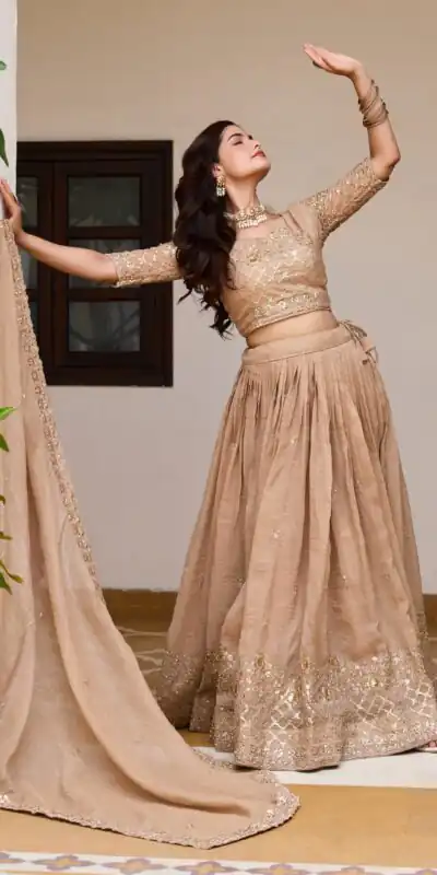 Ram 180 Chiku Pure Crunchy Lehenga Choli Perfect for Wedding, Party, Baisakhi, Pongal, Sangeet β . Now at just βΉ2549. Delivery 4-6 Working Days. Shop | Lehenga, Bollywood Lehenga, Creative Lehenga, Designer Lehenga, Embroidered Lehenga, Party Wear Lehenga