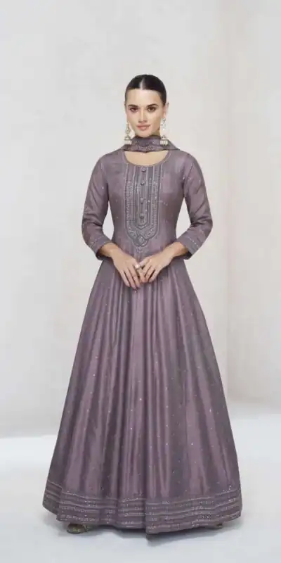 FC 10011 Purple Vichitra Silk Gown Perfect for Wedding, Party, Holi, Anniversary, Mehendi β. Grab it for βΉ2649. Delivery 4-6 Working Days. Shop now. | Gowns, Bollywood Gowns, Creative Gowns, Designer Gowns, Embroidered Gowns, Party Wear Gowns
