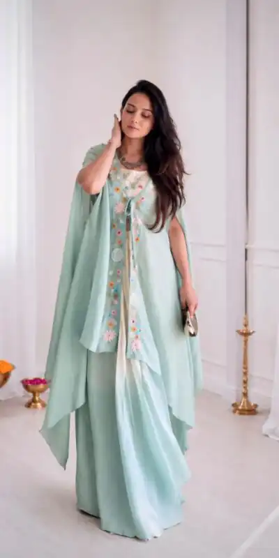 BB 70 Sky Blue Sky Blue Banglory Silk Dhoti Suit with Embroidery Work & Sequins Work. Grab it for ₹1999. Delivery 4-6 Working Days. Shop now. | Jump Suits, Salwar suit, Casual Suits, Creative suits, Designer Suits, Palazzo Suits, Party Wear Suits, Patiala Suits, Straight Suits