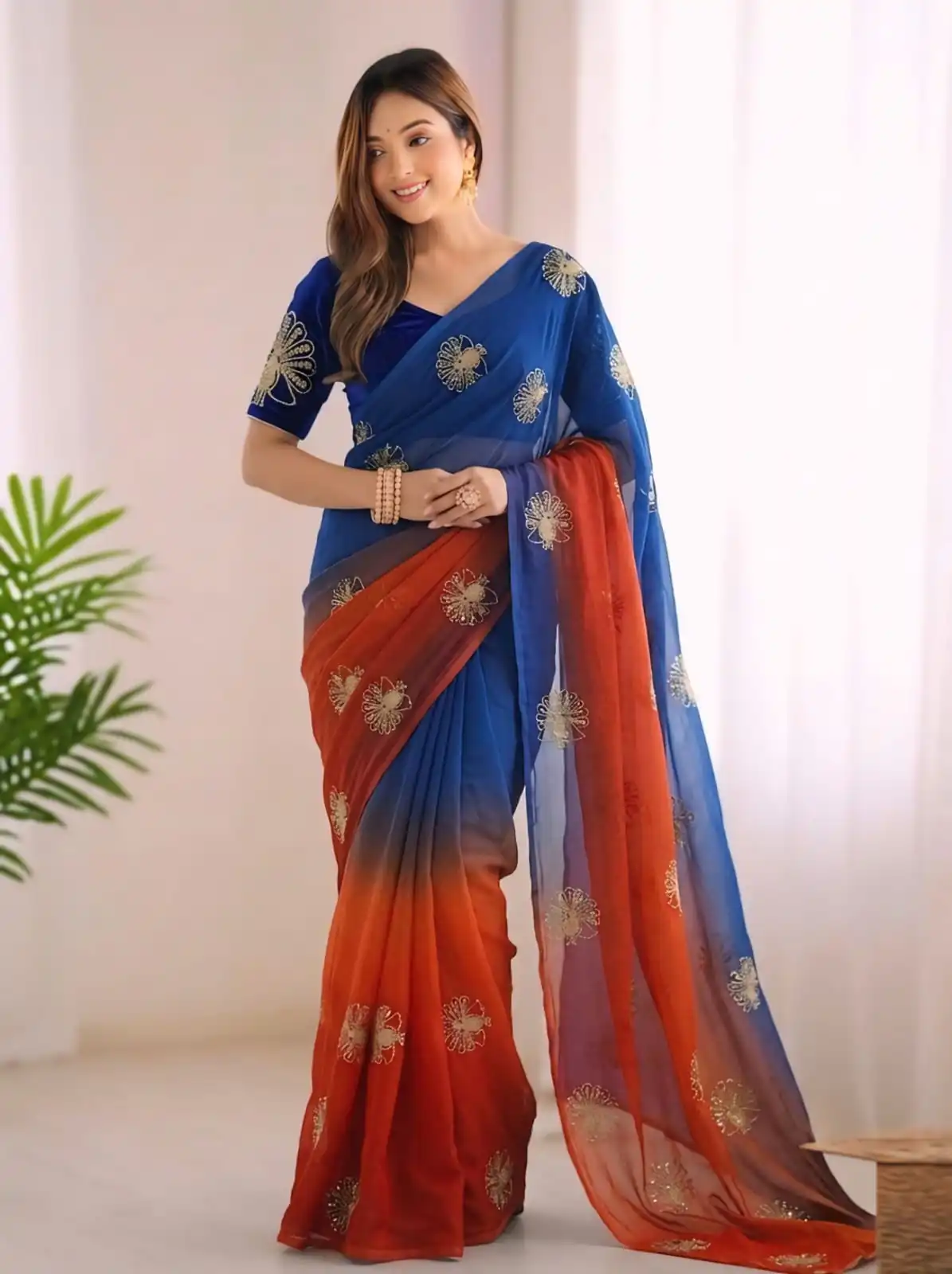 SC 1052 Blue Fendy Silk Saree Perfect for Wedding, Party, Baby Shower, Pongal, Housewarming – . Available at ₹1799 only. Delivery 4-6 Working Days. | Sarees, Bollywood Sarees, Creative Sarees, Designer Sarees, Embroidered Sarees, Ethnic Saree, Modern Digital sarees, Party Wear Sarees