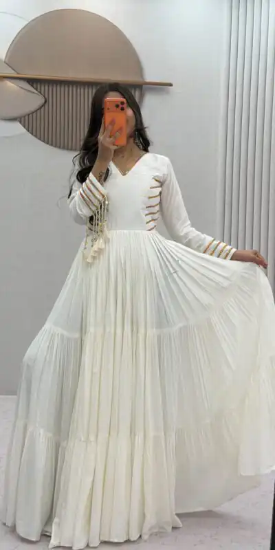 PC 590 White in Color Pure Cotton ace Work Gown . Wedding, Party, Festive, Events Get it for βΉ2449. Delivery 4-6 Working Days. Best Online Shop now. | Gowns, Bollywood Gowns, Creative Gowns, Designer Gowns, Embroidered Gowns, Party Wear Gowns