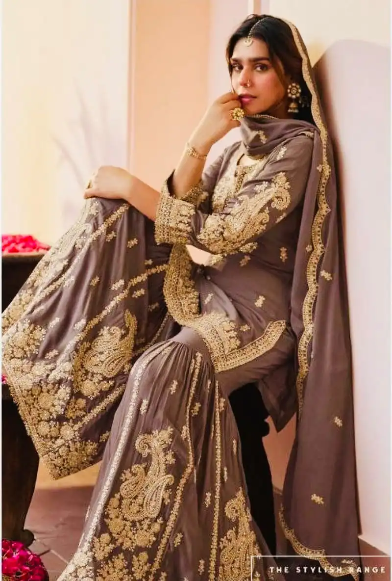 ZC 3 Idiots Brown Faux Georgette Salwar Suit with Lace Work & Embroidery Work. Introductory Price ₹2399. Delivery 4-6 Working Days. Shop now. | Jump Suits, Salwar suit, Casual Suits, Creative suits, Designer Suits, Palazzo Suits, Party Wear Suits, Patiala Suits, Straight Suits