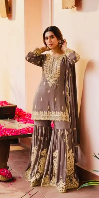 ZC 3 Idiots Brown Faux Georgette Salwar Suit with Lace Work & Embroidery Work. Introductory Price ₹2399. Delivery 4-6 Working Days. Shop now. | Jump Suits, Salwar suit, Casual Suits, Creative suits, Designer Suits, Palazzo Suits, Party Wear Suits, Patiala Suits, Straight Suits