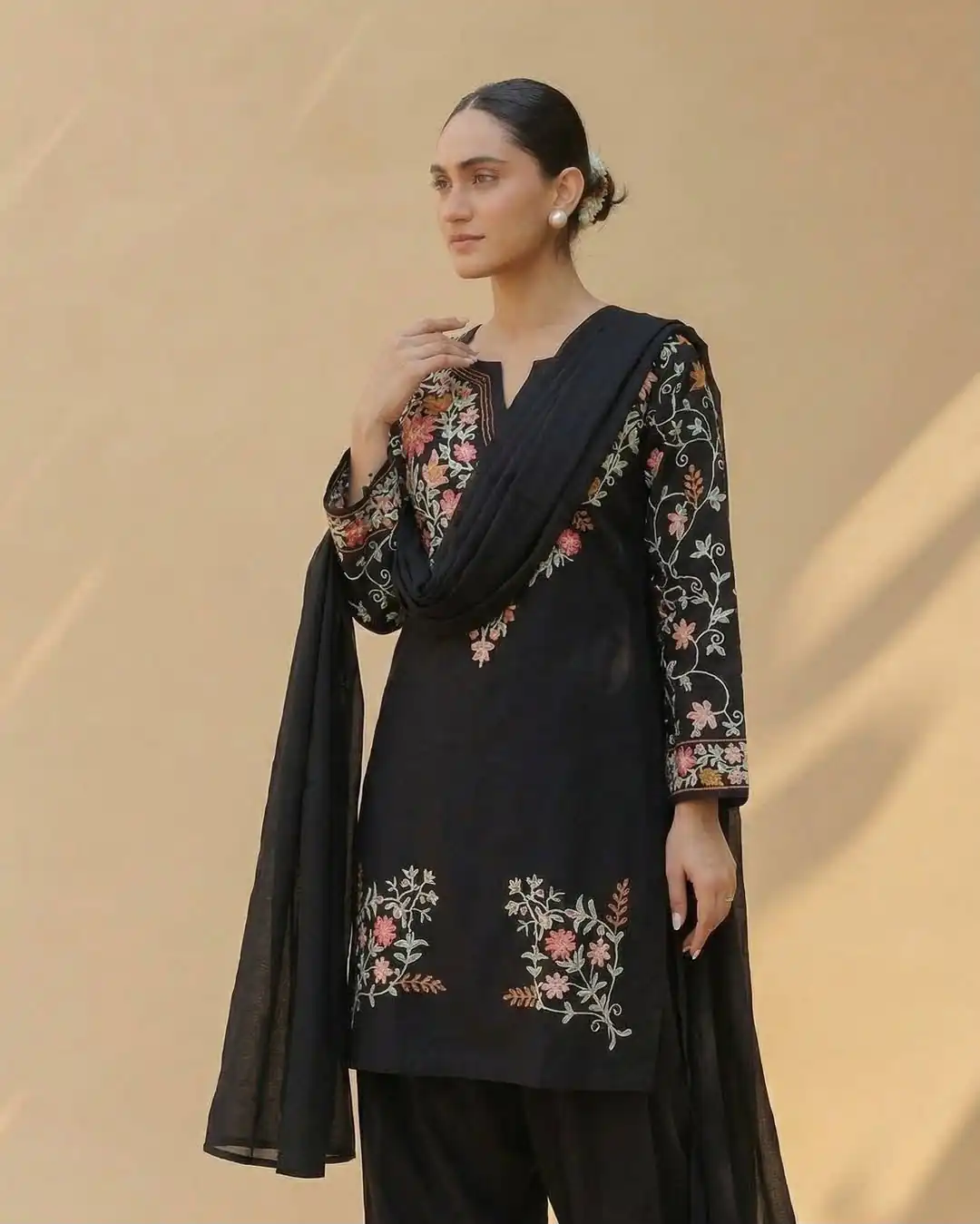 ND 5058 Black | Black Roman Silk Salwar Suit with Embroidery Work. Grab it for ₹2099. Delivery 4-6 Working Days. Shop now. | Jump Suits, Salwar suit, Casual Suits, Creative suits, Designer Suits, Palazzo Suits, Party Wear Suits, Patiala Suits, Straight Suits