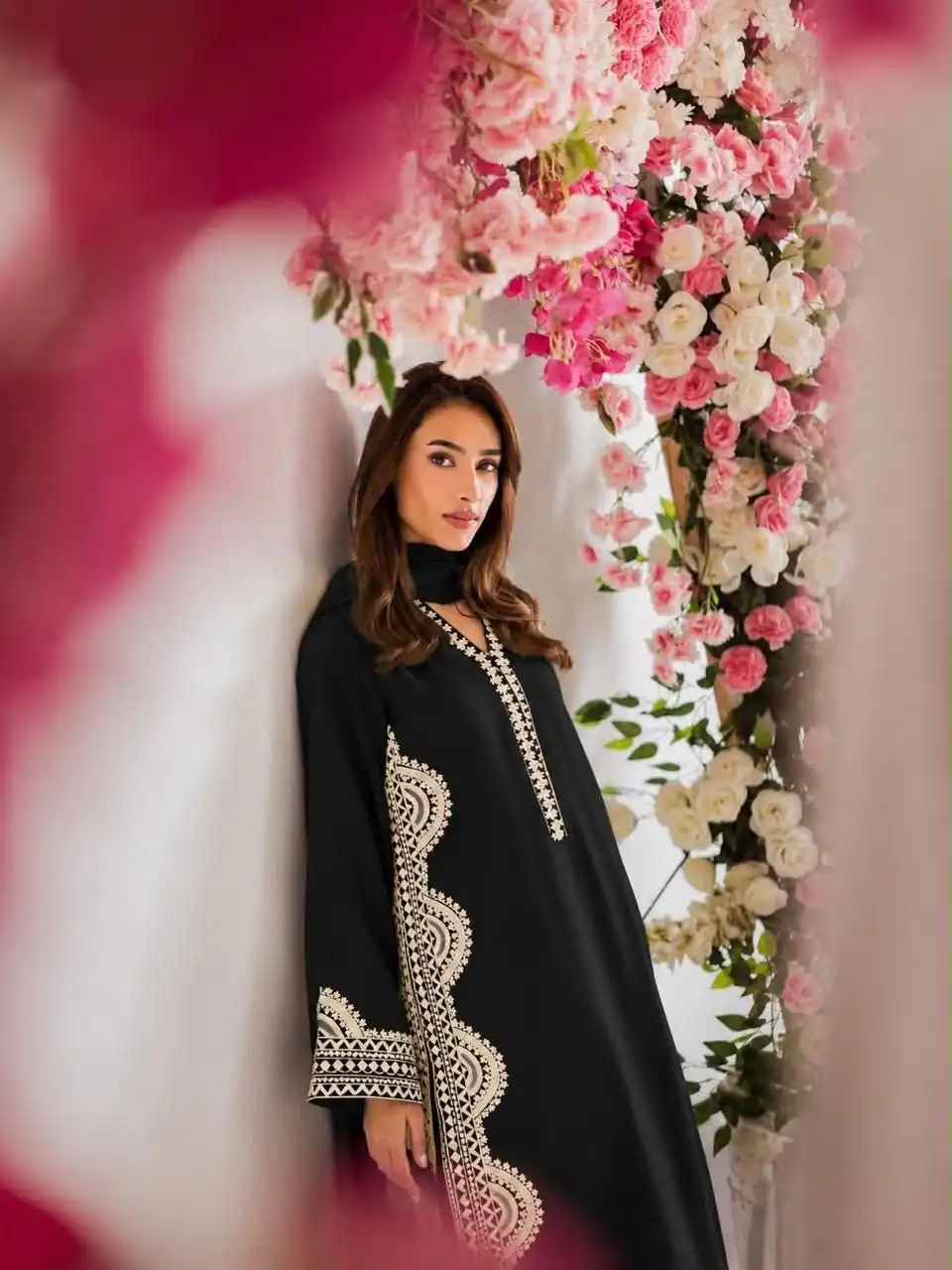 Fantastic Black Biscuit Slab Thread Work Salwar Suit - Image 3