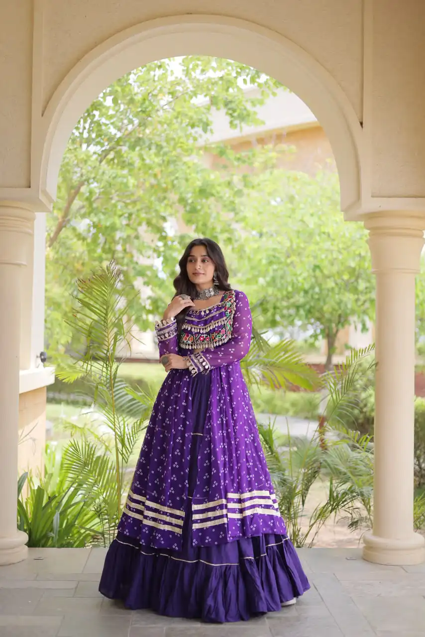 Perfect Purple Faux Georgette Patchwork Work Lehenga Choli