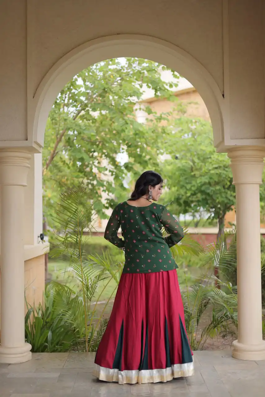 Trendy Green Rayon Kutchi Work Lehenga Choli - Image 5