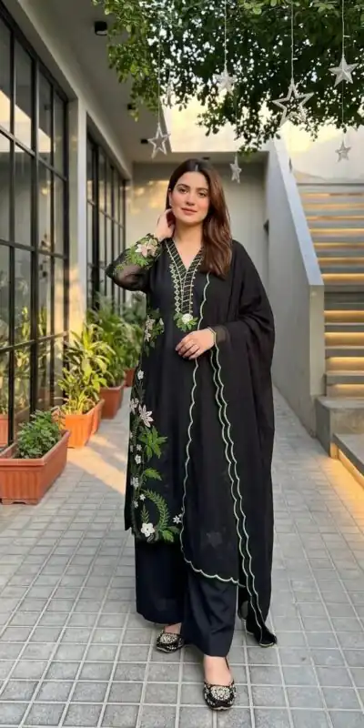 ST 249 Black Roman Silk Salwar Suit with Sequins Work & Embroidery Work. Available at ₹2099 only. Delivery 4-6 Working Days. Shop now. | Jump Suits, Salwar suit, Casual Suits, Creative suits, Designer Suits, Palazzo Suits, Party Wear Suits, Patiala Suits, Straight Suits