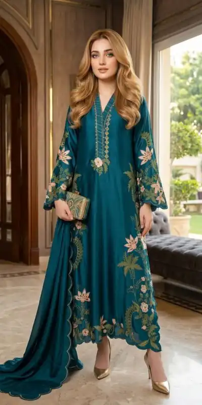 ST 249 Teal Roman Silk Salwar Suit with Sequins Work & Embroidery Work. Available at ₹2099 only. Delivery 4-6 Working Days. Shop now. | Jump Suits, Salwar suit, Casual Suits, Creative suits, Designer Suits, Palazzo Suits, Party Wear Suits, Patiala Suits, Straight Suits