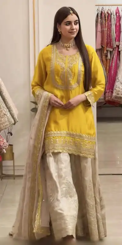 NSR 908 Yellow Color Chinon Silk Salwar Suit with Embroidery Work. Online Get it for ₹2399. Delivery 4-6 Working Days. Shop now. | Jump Suits, Salwar suit, Casual Suits, Creative suits, Designer Suits, Palazzo Suits, Party Wear Suits, Patiala Suits, Straight Suits