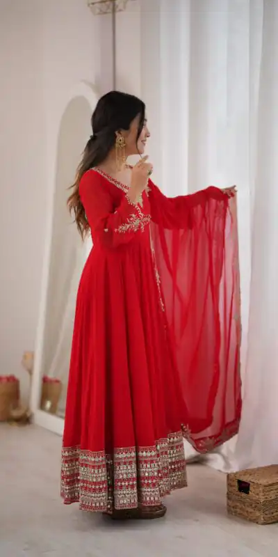 SSR 549 Red Fox Perfect for Wedding, Party, Durga Puja, Diwali, Anniversary –Georgette Gown. Now at just ₹2449. Delivery 4-6 Working Days. Shop now. | Gowns, Bollywood Gowns, Creative Gowns, Designer Gowns, Embroidered Gowns, Party Wear Gowns