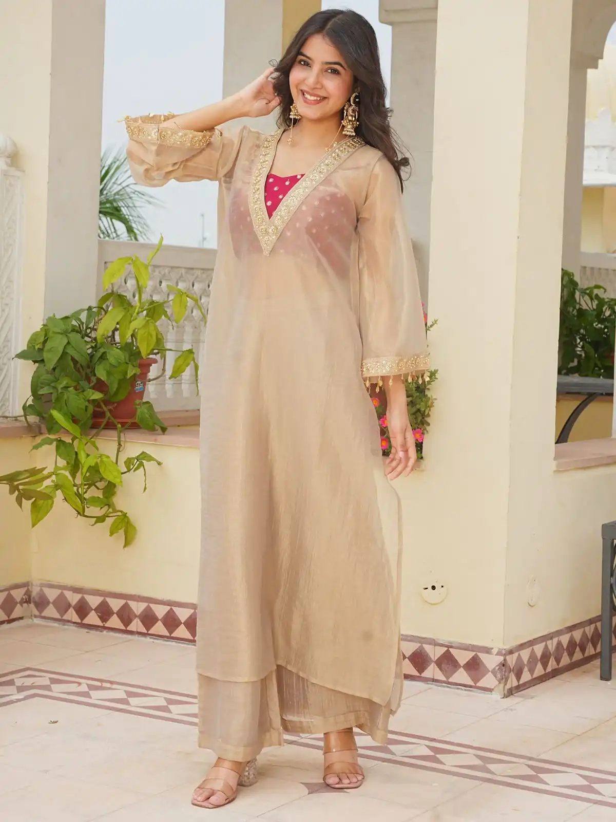AD 241 Cream in Golden Tissue Embroidery Work & Sequins Work Salwar Suit. Get it for ₹2149. Delivery 4-6 Working Days. Shop now. | Jump Suits, Salwar suit, Casual Suits, Creative suits, Designer Suits, Palazzo Suits, Party Wear Suits, Patiala Suits, Straight Suits