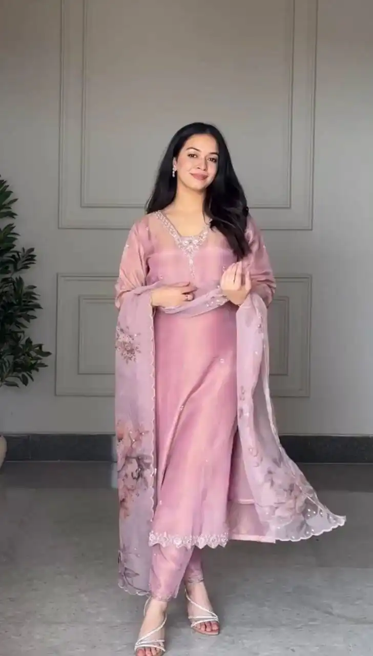 DB 006 Pink Pure Natural Crep Salwar Suit with Moti Work & Embroidery Work. Affordable Price ₹2199. Delivery 4-6 Working Days. Shop now. | Jump Suits, Salwar suit, Casual Suits, Creative suits, Designer Suits, Palazzo Suits, Party Wear Suits, Patiala Suits, Straight Suits