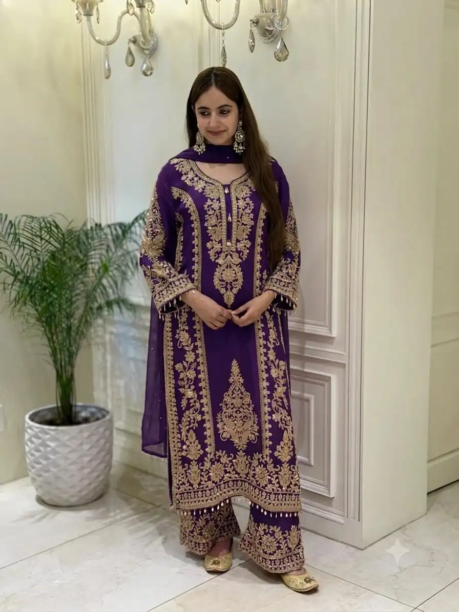 SRK 5365 Purple Faux Georgette Salwar Suit erfect for Wedding, Party, Mehendi, Pongal, Reception – . Available at ₹2449 only. Delivery 4-6 Working Days | Jump Suits, Salwar suit, Casual Suits, Creative suits, Designer Suits, Palazzo Suits, Party Wear Suits, Patiala Suits, Straight Suits