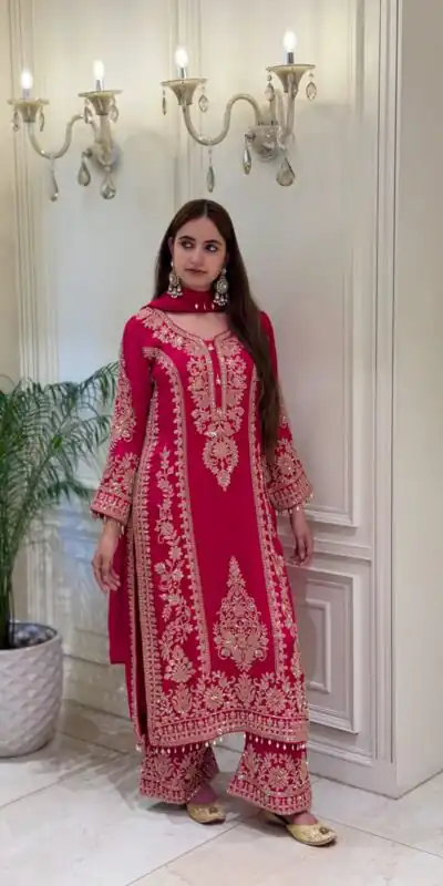 SRK 5365 Red Faux Georgette Salwar Suit erfect for Wedding, Party, Mehendi, Pongal, Reception – . Available at ₹2449 only. Delivery 4-6 Working Days | Jump Suits, Salwar suit, Casual Suits, Creative suits, Designer Suits, Palazzo Suits, Party Wear Suits, Patiala Suits, Straight Suits