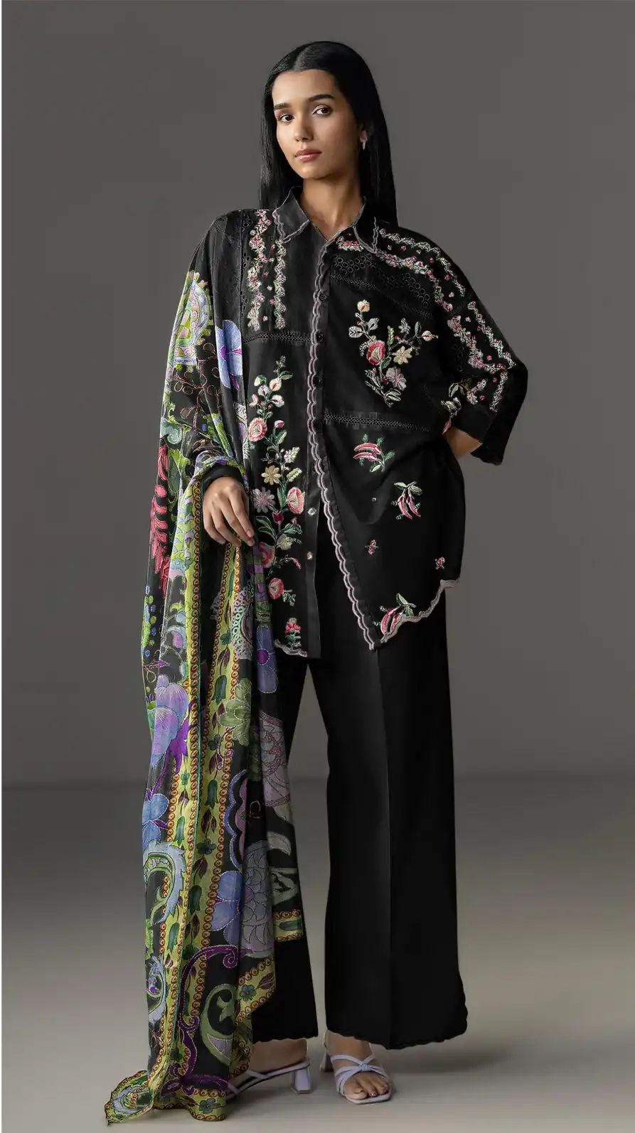 FC 1228 Black Cambric Cotton Salwar Suit with Digital Print & Embroidery Work. Festive Deal ₹2499. Delivery 4-6 Working Days. Shop now. | Jump Suits, Salwar suit, Casual Suits, Creative suits, Designer Suits, Palazzo Suits, Party Wear Suits, Patiala Suits, Straight Suits