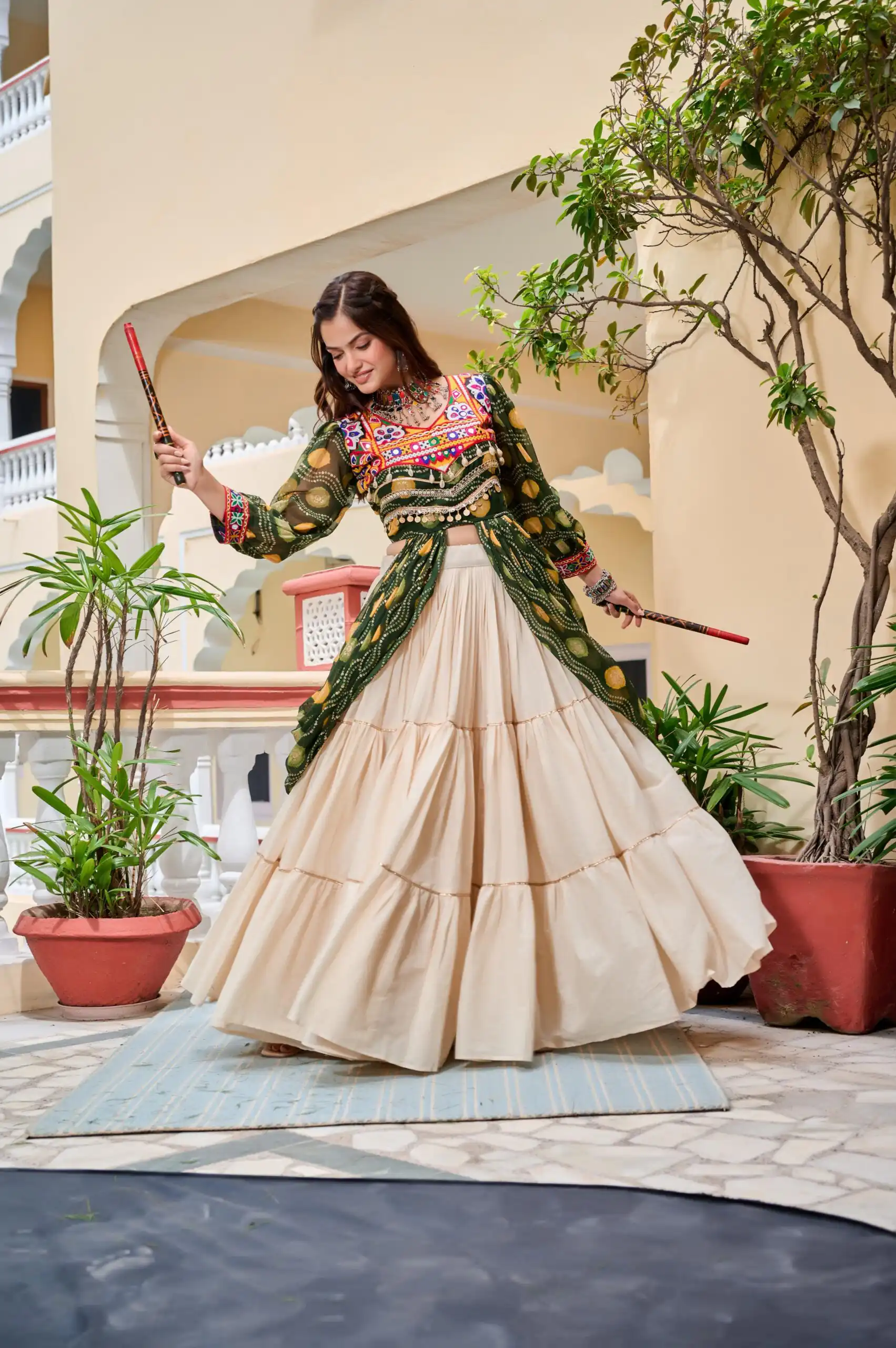 Ram 131 Green in Pure Cotton Mirror Work & Gamthi Work Lehenga Choli . Exclusive Offer ₹2949. Delivery 4-6 Working Days. Shop now. | Lehenga, Bollywood Lehenga, Creative Lehenga, Designer Lehenga, Embroidered Lehenga, Party Wear Lehenga