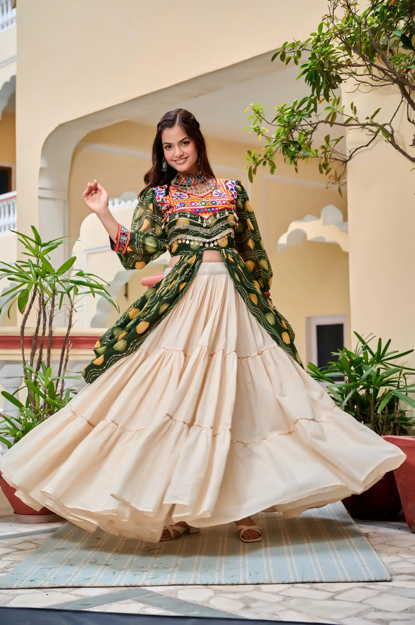 Ram 131 Green in Pure Cotton Mirror Work & Gamthi Work Lehenga Choli . Exclusive Offer ₹2949. Delivery 4-6 Working Days. Shop now. | Lehenga, Bollywood Lehenga, Creative Lehenga, Designer Lehenga, Embroidered Lehenga, Party Wear Lehenga