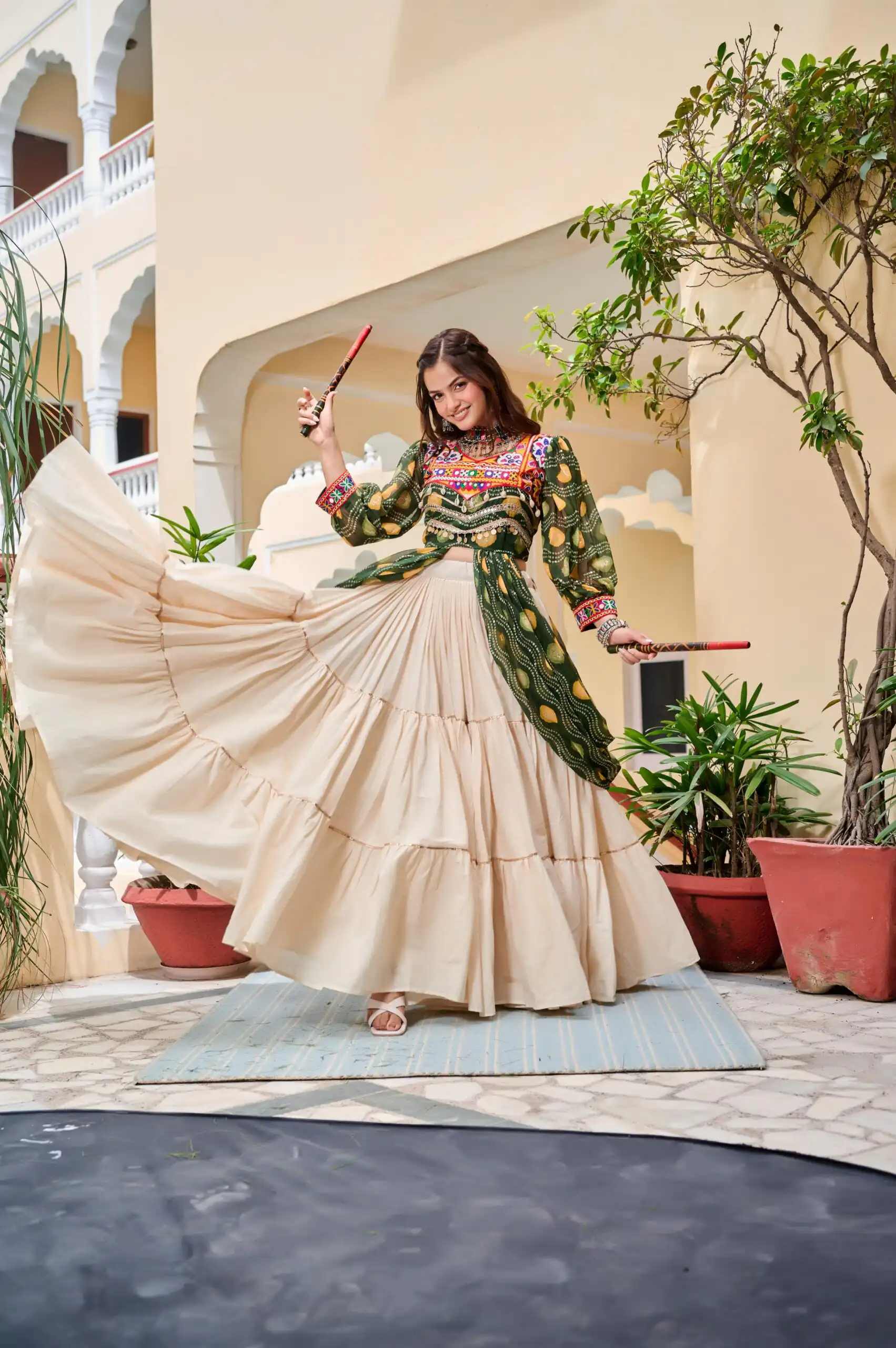 Ram 131 Green in Pure Cotton Mirror Work & Gamthi Work Lehenga Choli . Exclusive Offer ₹2949. Delivery 4-6 Working Days. Shop now. | Lehenga, Bollywood Lehenga, Creative Lehenga, Designer Lehenga, Embroidered Lehenga, Party Wear Lehenga