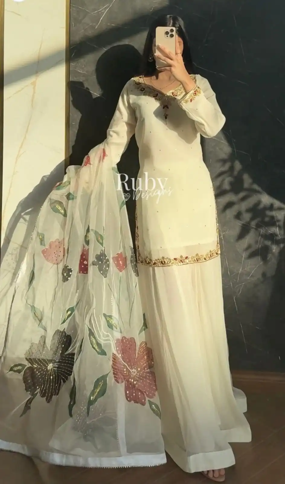 WW 1263 Off White Faux Georgette Salwar Suit with Mirror Work & Embroidery Work. Get it for ₹2149. Delivery 4-6 Working Days. Shop now. | Jump Suits, Salwar suit, Casual Suits, Creative suits, Designer Suits, Palazzo Suits, Party Wear Suits, Patiala Suits, Straight Suits