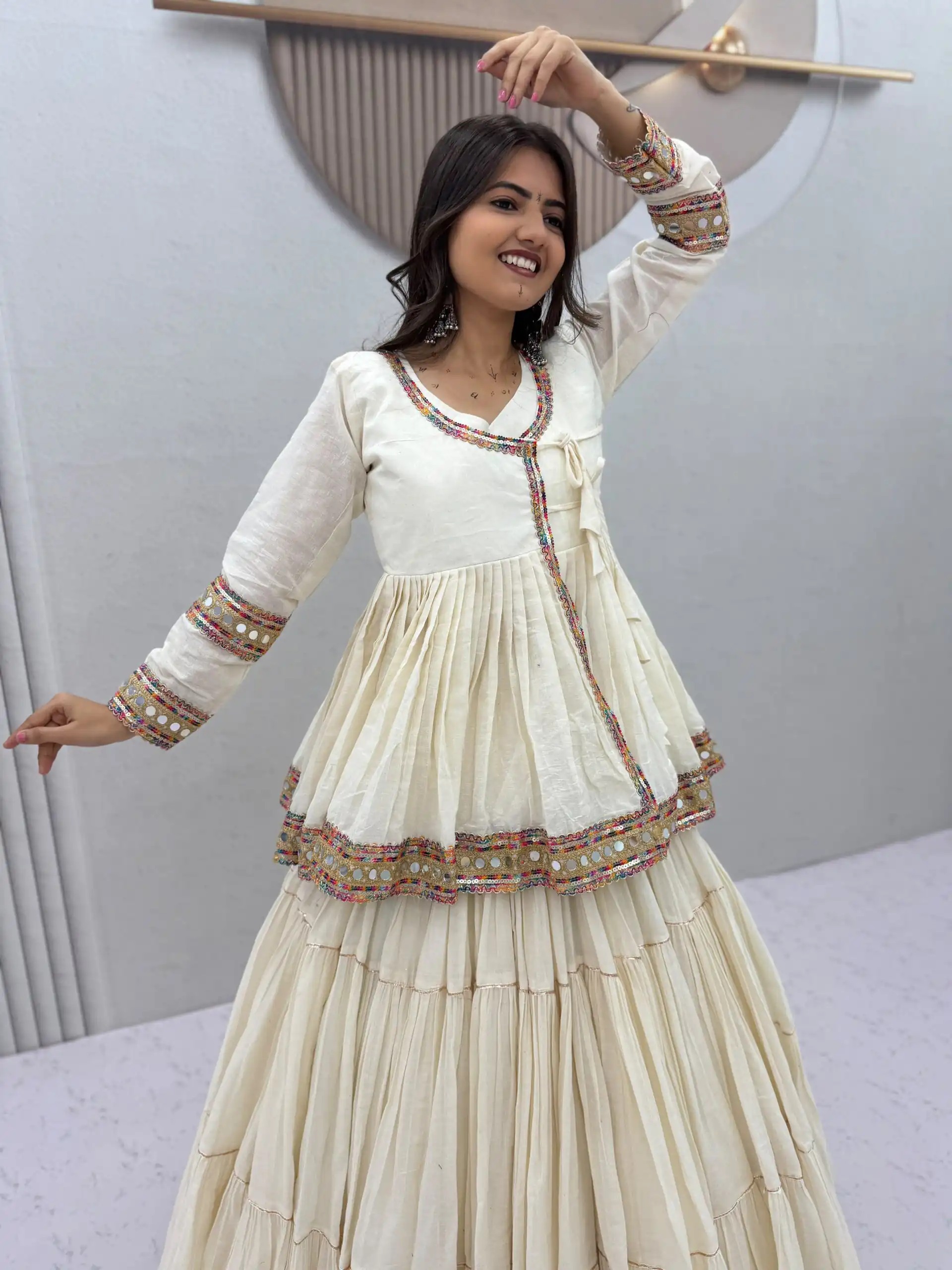 PC 596 Off White in Pure Cotton Mirror Work & Gamthi Work Lehenga Choli . Exclusive Offer ₹2999. Delivery 4-6 Working Days. Shop now. | Lehenga, Bollywood Lehenga, Creative Lehenga, Designer Lehenga, Embroidered Lehenga, Party Wear Lehenga