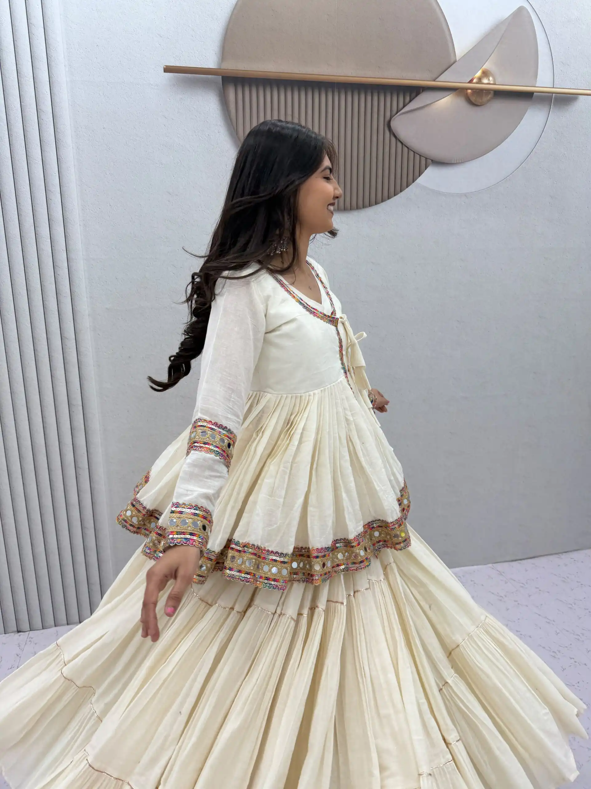 PC 596 Off White in Pure Cotton Mirror Work & Gamthi Work Lehenga Choli . Exclusive Offer ₹2999. Delivery 4-6 Working Days. Shop now. | Lehenga, Bollywood Lehenga, Creative Lehenga, Designer Lehenga, Embroidered Lehenga, Party Wear Lehenga