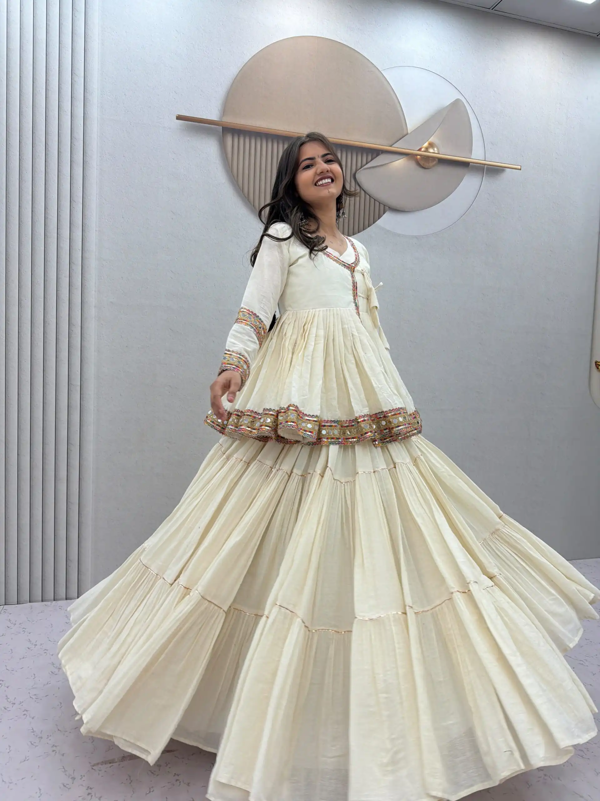 PC 596 Off White in Pure Cotton Mirror Work & Gamthi Work Lehenga Choli . Exclusive Offer ₹2999. Delivery 4-6 Working Days. Shop now. | Lehenga, Bollywood Lehenga, Creative Lehenga, Designer Lehenga, Embroidered Lehenga, Party Wear Lehenga
