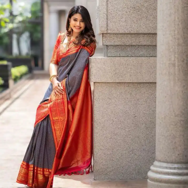 KPR 274 Grey Soft Lichi Silk Saree with Lace Work & Lace Border. Introductory Price ₹1649. Delivery 4-6 Working Days. Shop now. | Sarees, Bollywood Sarees, Creative Sarees, Designer Sarees, Embroidered Sarees, Ethnic Saree, Modern Digital sarees, Party Wear Sarees