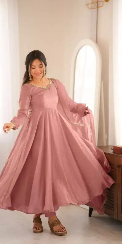 SRK 5355 Pink Doremon Crush Gown with Lace Work & Mirror Work. Exclusive Offer ₹2099. Delivery 4-6 Working Days. Shop now. | Gowns, Bollywood Gowns, Creative Gowns, Designer Gowns, Embroidered Gowns, Party Wear Gowns