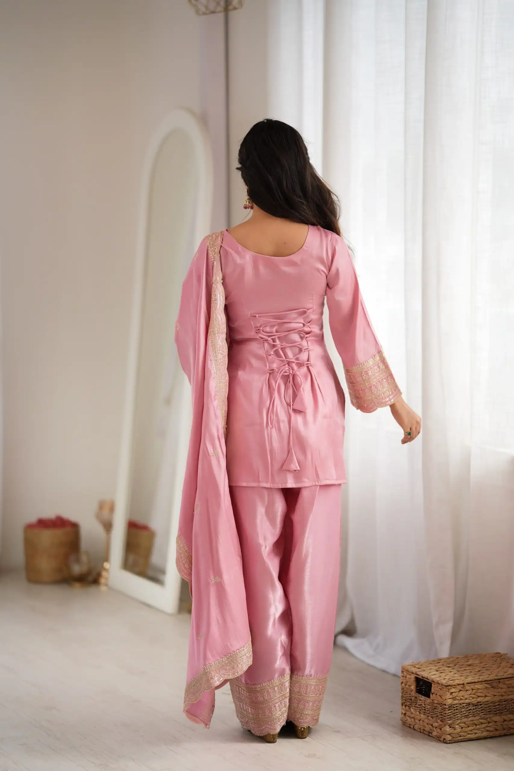 KB 304 Pink in Glass Roman Silk. Sequins Work & Embroidery Work Salwar Suit Festive Deal ₹1999. Delivery 4-6 Working Days. Shop now. | Jump Suits, Salwar suit, Casual Suits, Creative suits, Designer Suits, Palazzo Suits, Party Wear Suits, Patiala Suits, Straight Suits