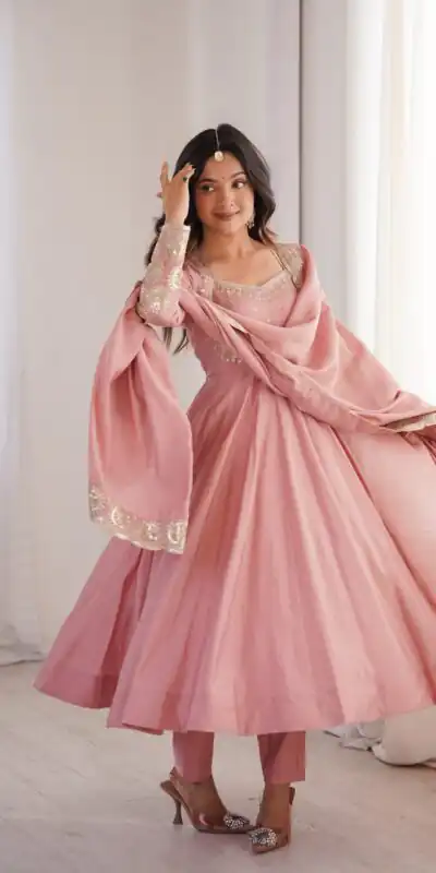 ZF 5026 Pink Colour Roman Silk Salwar Suit with Embroidery Work. Best Price ₹2399. Delivery 4-6 Working Days. Online Shop now. | Anarkali Suits, Bollywood Anarkali, Creative-Anarkali, Designer Anarkali, Embroidered Anarkali, Party Wear Anarkali