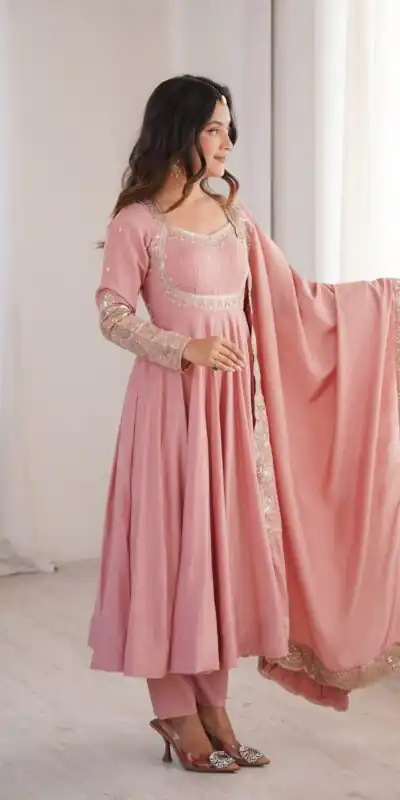 ZF 5026 Pink Colour Roman Silk Salwar Suit with Embroidery Work. Best Price ₹2399. Delivery 4-6 Working Days. Online Shop now. | Anarkali Suits, Bollywood Anarkali, Creative-Anarkali, Designer Anarkali, Embroidered Anarkali, Party Wear Anarkali