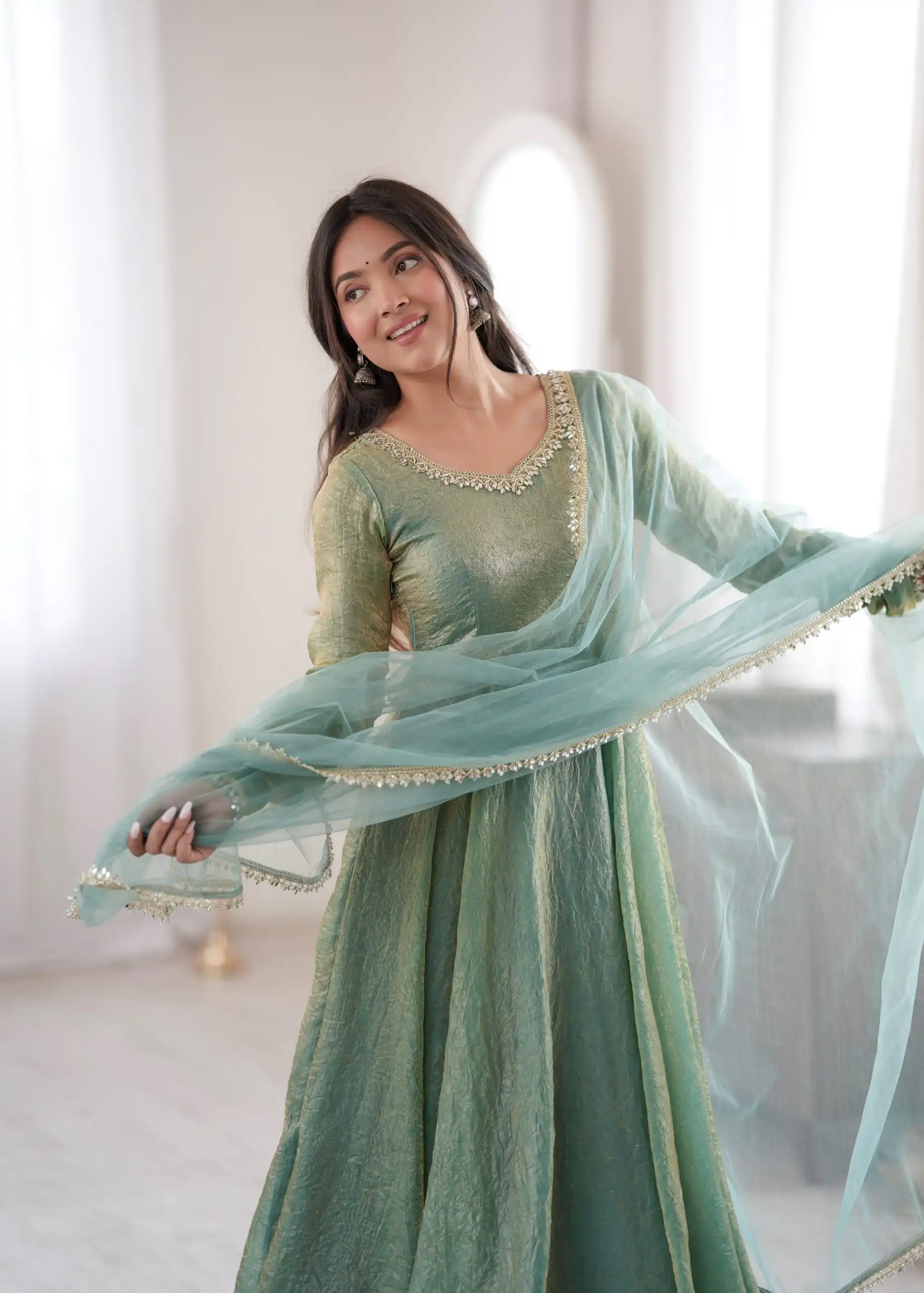 SRK 5355 Rama Doremon Crush Gown with Lace Work & Mirror Work. Exclusive Offer ₹2099. Delivery 4-6 Working Days. Shop now. | Gowns, Bollywood Gowns, Creative Gowns, Designer Gowns, Embroidered Gowns, Party Wear Gowns