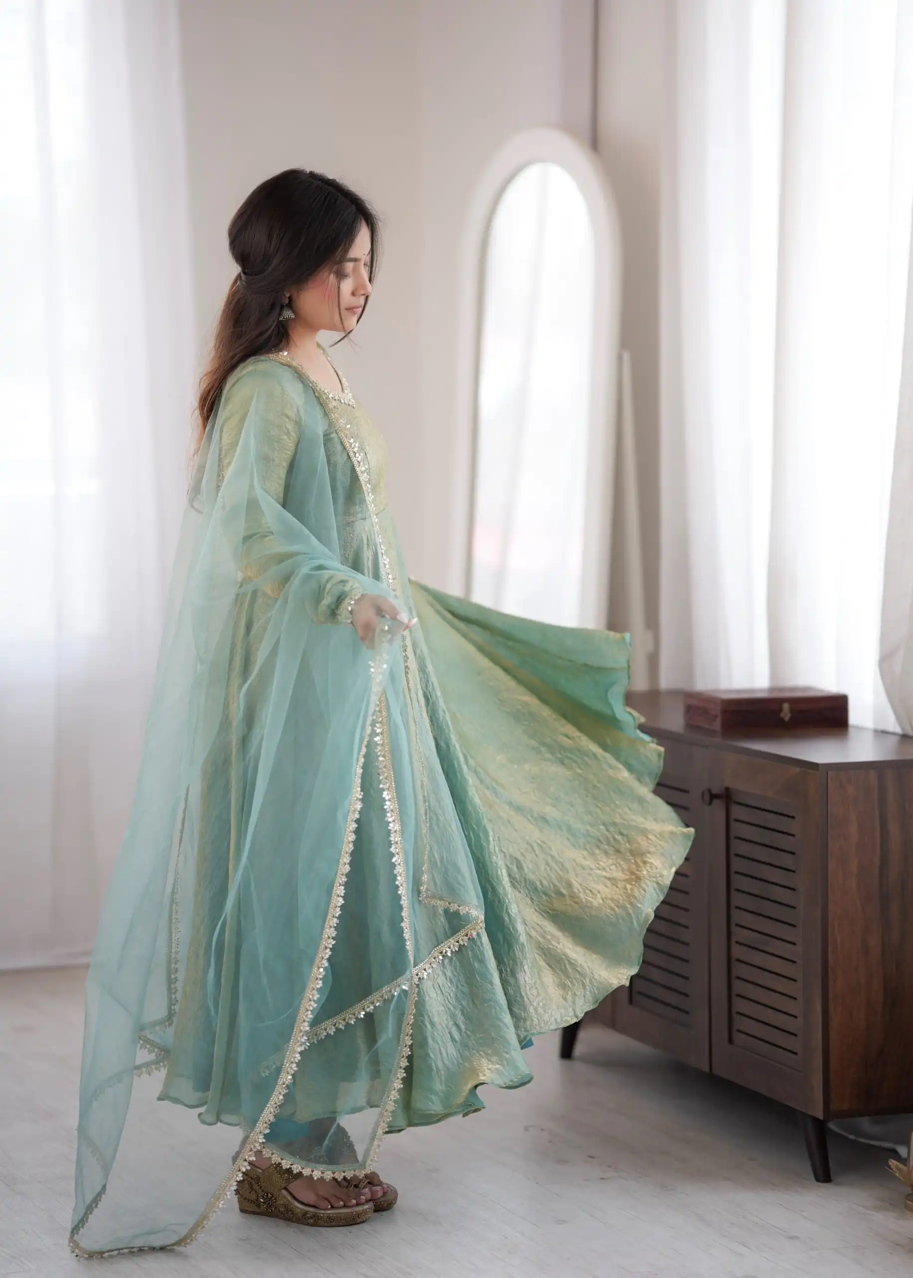 SRK 5355 Rama Doremon Crush Gown with Lace Work & Mirror Work. Exclusive Offer ₹2099. Delivery 4-6 Working Days. Shop now. | Gowns, Bollywood Gowns, Creative Gowns, Designer Gowns, Embroidered Gowns, Party Wear Gowns