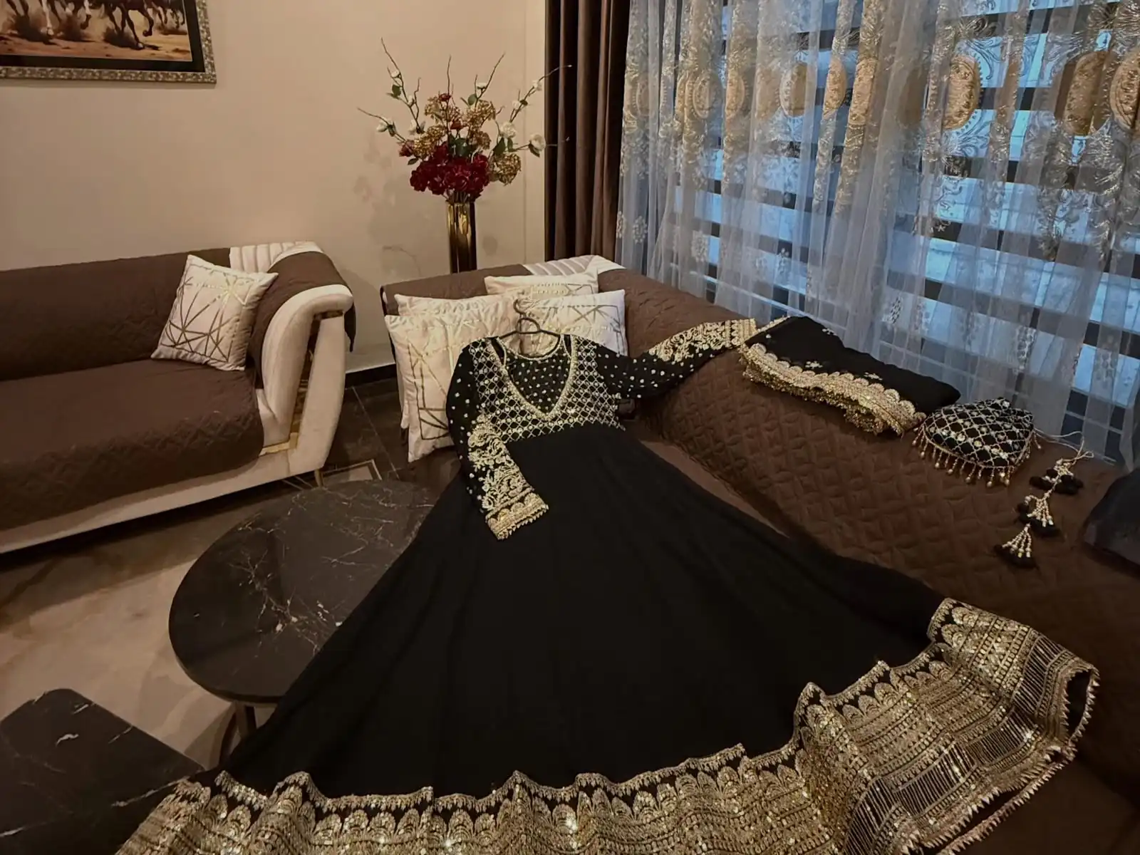 JF 049 Black Georgette Gown with Embroidery Work & Sequins Work. Exclusive Offer ₹2149. Delivery 4-6 Working Days. Shop now. | Gowns, Bollywood Gowns, Creative Gowns, Designer Gowns, Embroidered Gowns, Party Wear Gowns