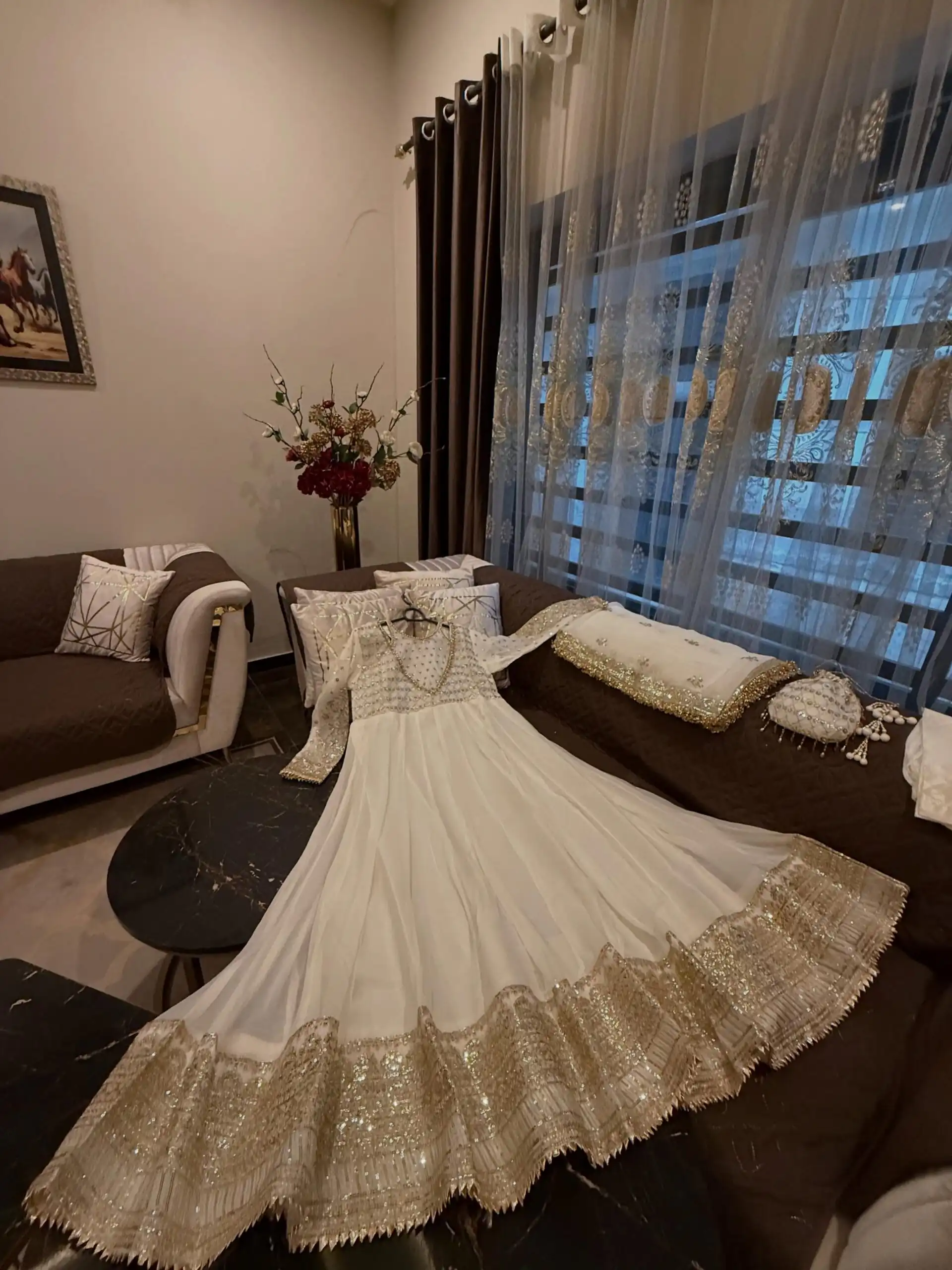 JF 049 White Georgette Gown with Embroidery Work & Sequins Work. Exclusive Offer ₹2149. Delivery 4-6 Working Days. Shop now. | Gowns, Bollywood Gowns, Creative Gowns, Designer Gowns, Embroidered Gowns, Party Wear Gowns