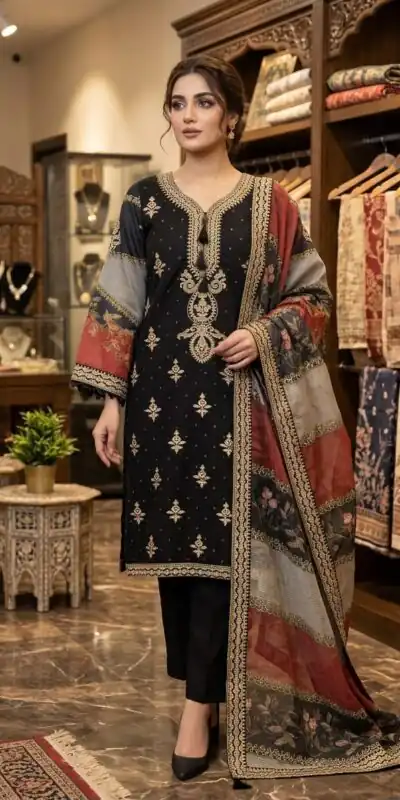 LG 2134 Black Mul Chanderi Salwar Suit with Embroidery Work & Sequins Work. Festive Deal ₹2399. Delivery 4-6 Working Days. Shop nowp | Jump Suits, Salwar suit, Casual Suits, Creative suits, Designer Suits, Palazzo Suits, Party Wear Suits, Patiala Suits, Straight Suits
