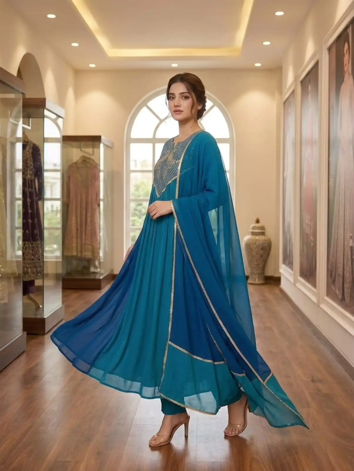 LG 2137 Blue Mul Chanderi Salwar Suit with Embroidery Work & Sequins Work. Festive Deal ₹2199. Delivery 4-6 Working Days. Shop nowp | Jump Suits, Salwar suit, Casual Suits, Creative suits, Designer Suits, Palazzo Suits, Party Wear Suits, Patiala Suits, Straight Suits