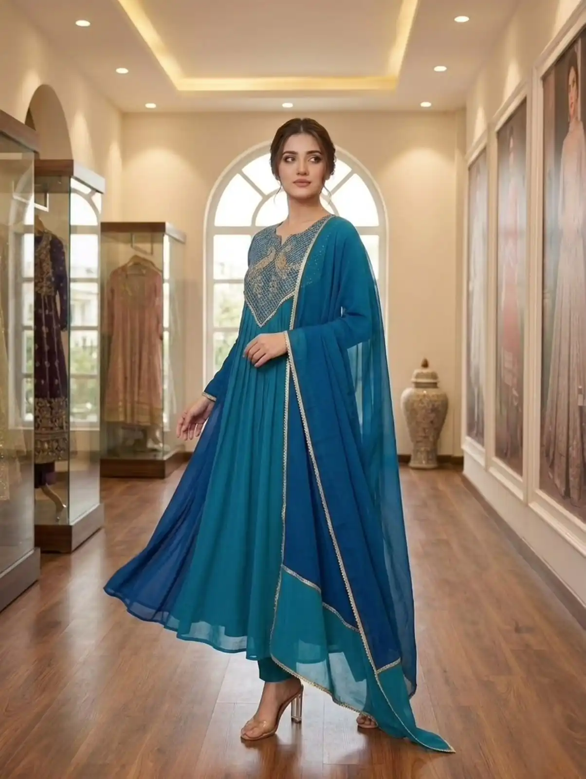 LG 2137 Blue Mul Chanderi Salwar Suit with Embroidery Work & Sequins Work. Festive Deal ₹2199. Delivery 4-6 Working Days. Shop nowp | Jump Suits, Salwar suit, Casual Suits, Creative suits, Designer Suits, Palazzo Suits, Party Wear Suits, Patiala Suits, Straight Suits