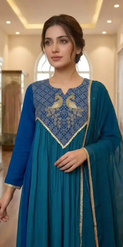 LG 2137 Blue Mul Chanderi Salwar Suit with Embroidery Work & Sequins Work. Festive Deal ₹2199. Delivery 4-6 Working Days. Shop nowp | Jump Suits, Salwar suit, Casual Suits, Creative suits, Designer Suits, Palazzo Suits, Party Wear Suits, Patiala Suits, Straight Suits